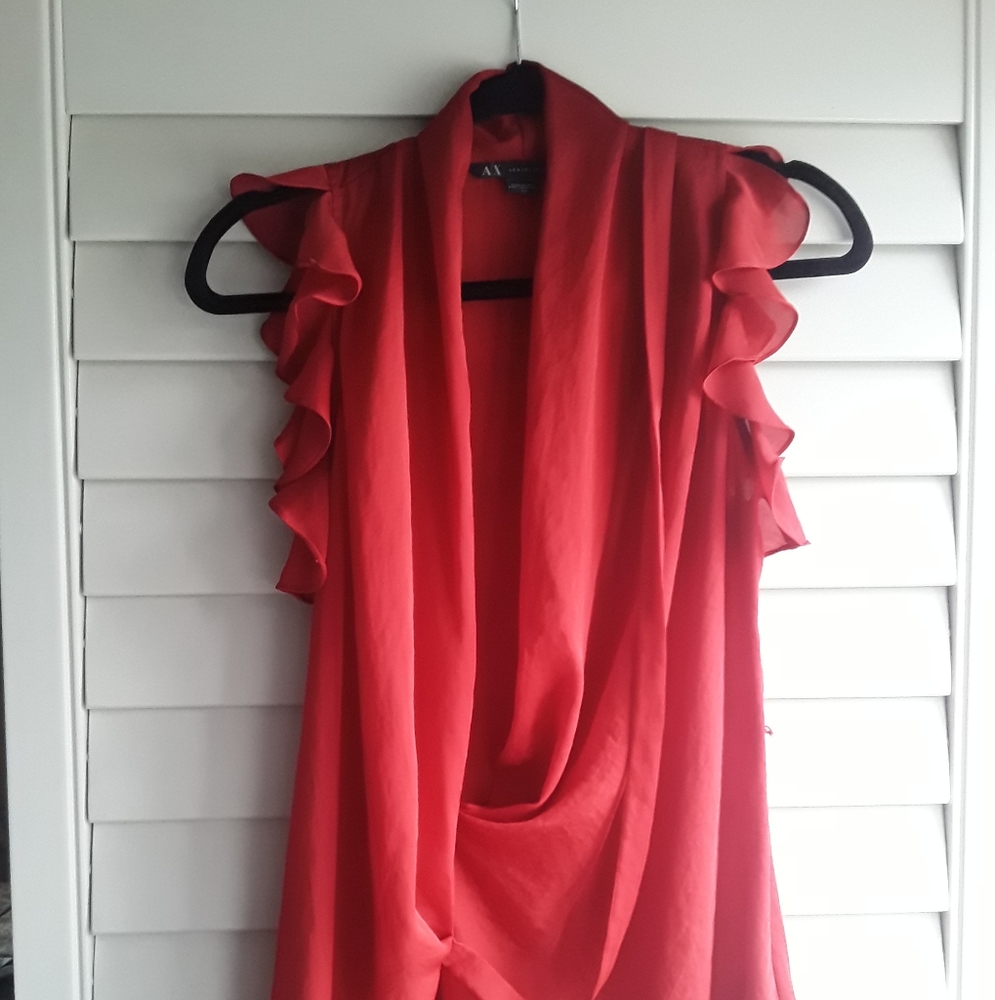 Armani Exhange Wrap Ruffle Blouse